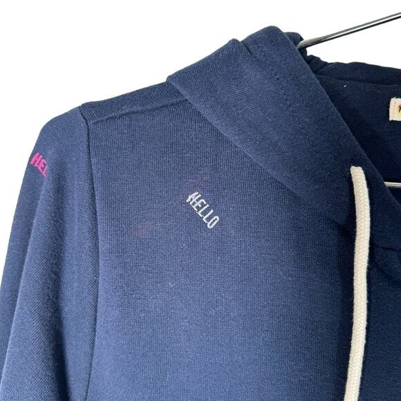 Marine‎ Layer Signature Zip Hoodie Navy Blue Hello Embroidery Medium - Picture 7 of 9